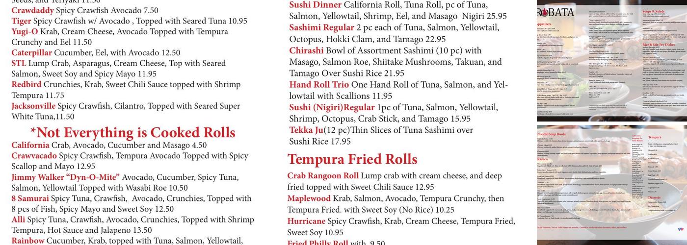 Robata Maplewood Dine-in/take out Menu