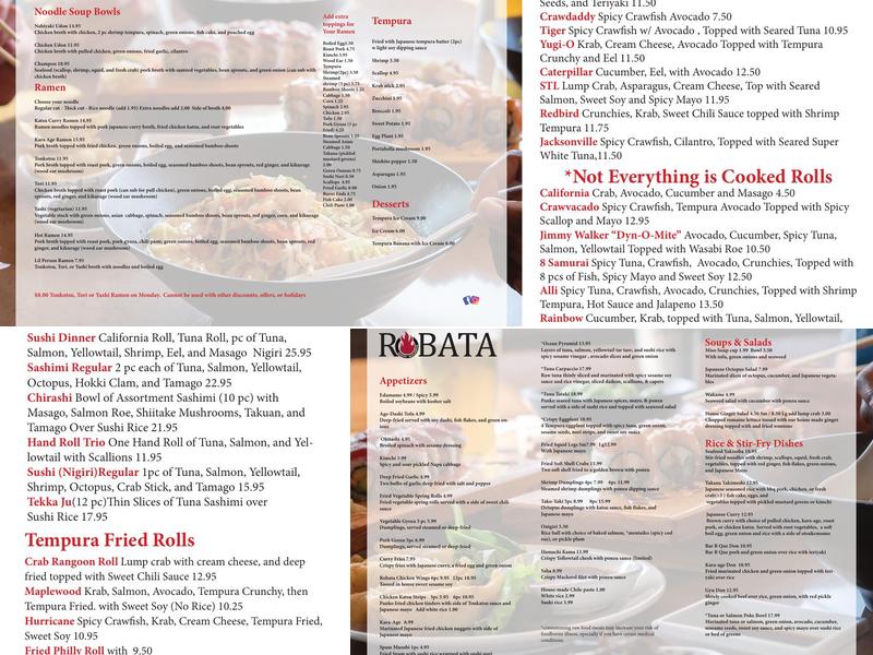 Robata Maplewood Dine-in/take out Menu