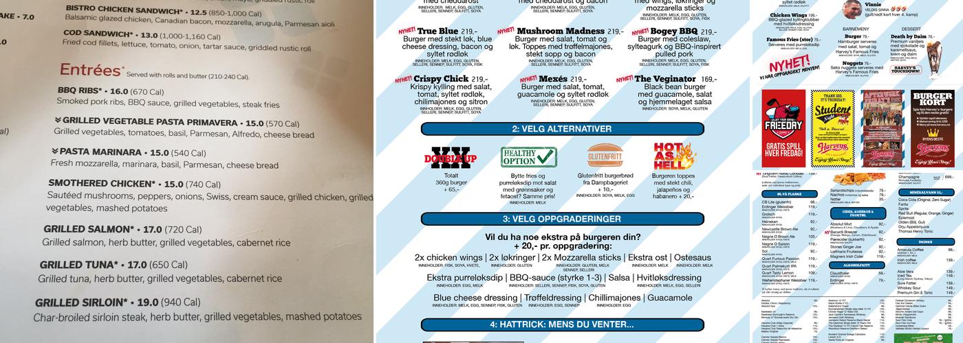 Harvey's Sports Bar Menu