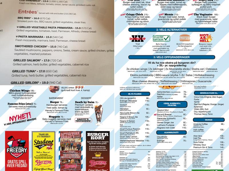 Harvey's Sports Bar Menu