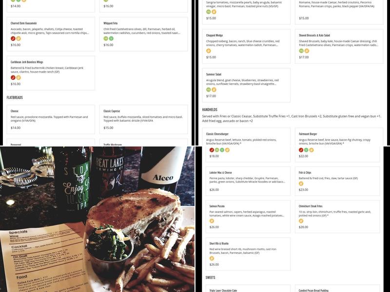 The Fairmount Cocktail Bar Menu