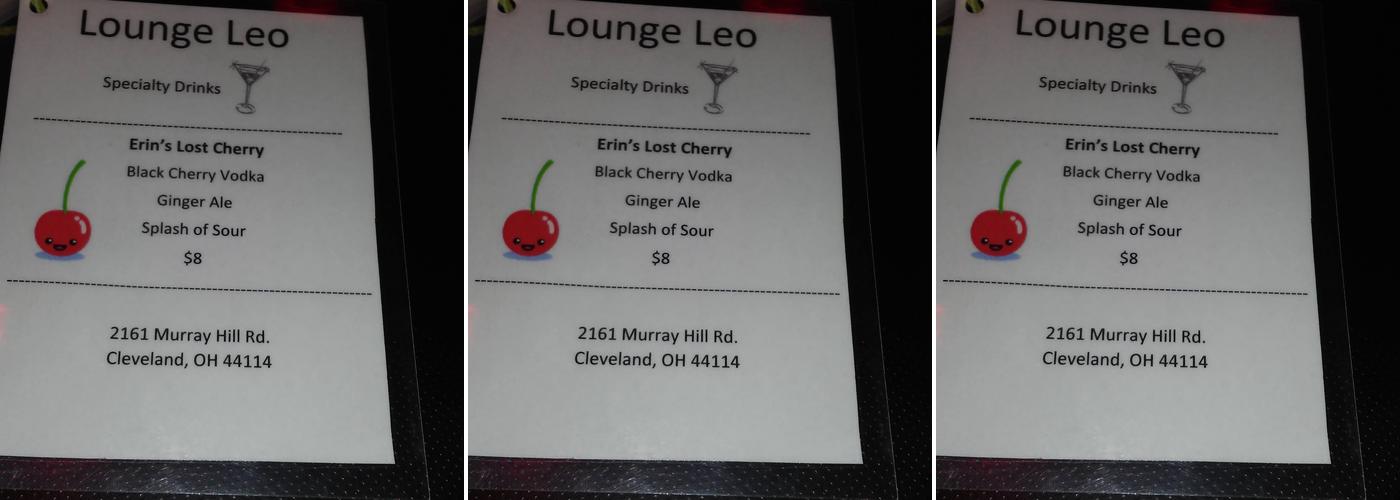 Lounge Leo Menu