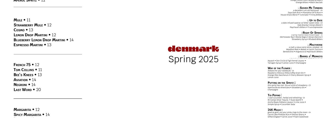 DENMARK Menu