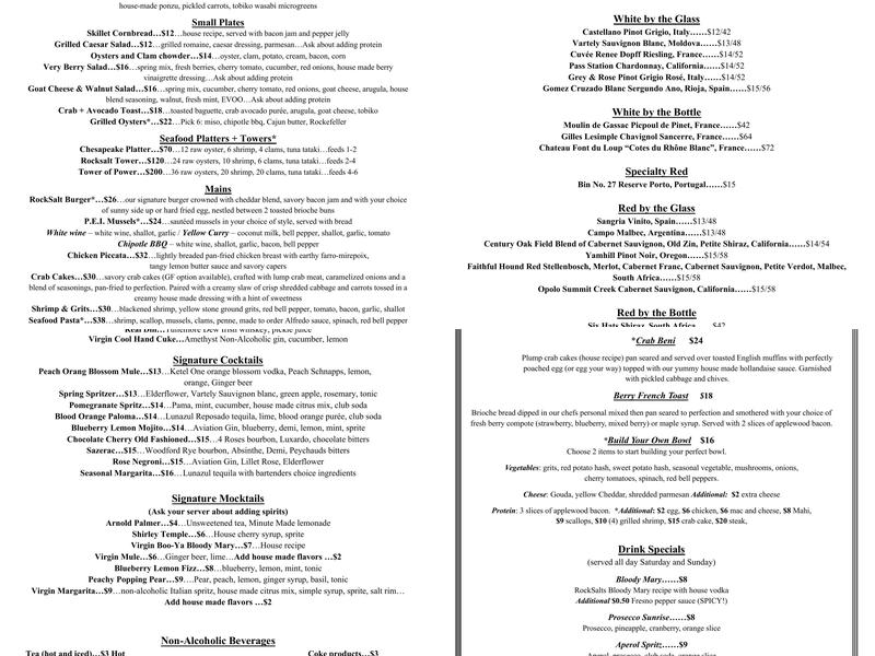 ROCKSALT - Charlotte Menu