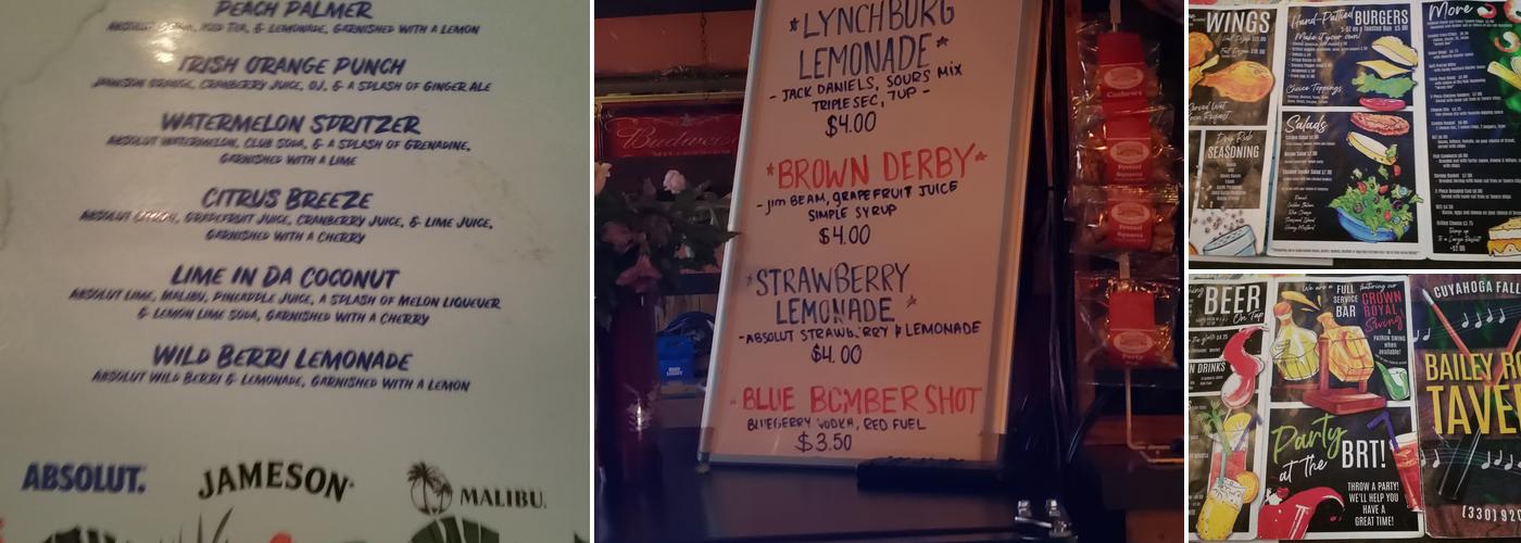 Bailey Road Tavern Menu