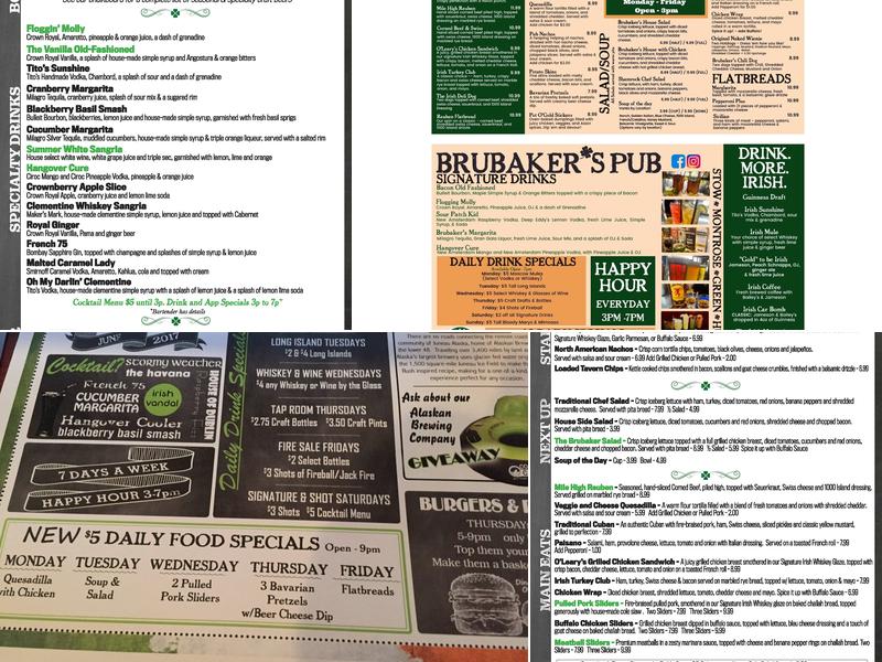 Brubaker's Pub Menu