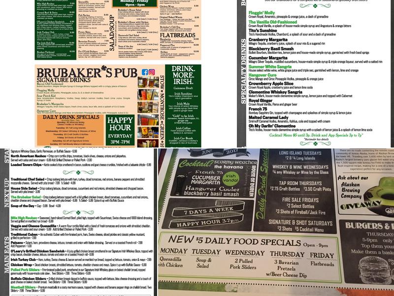 Brubaker's Pub Menu