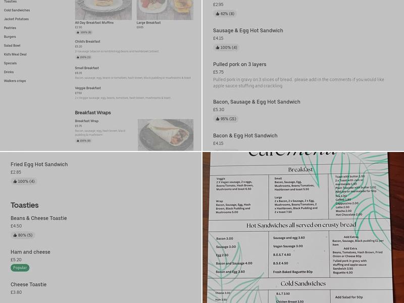 The bakers cafe Menu