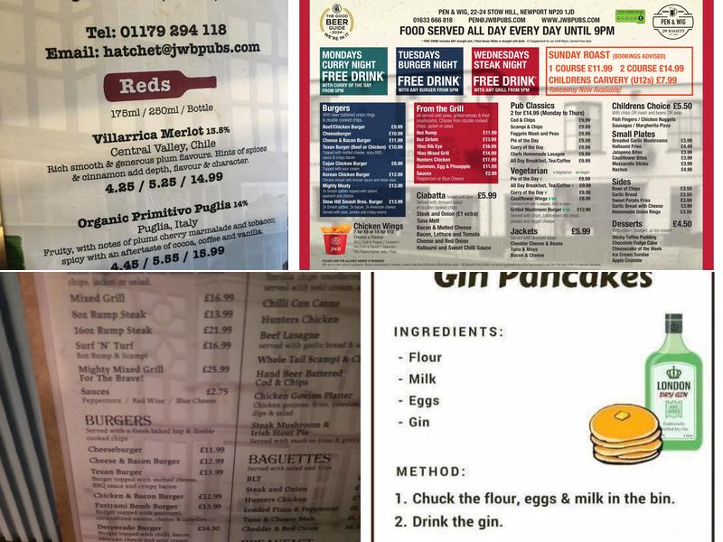 The Hatchet Inn Menu