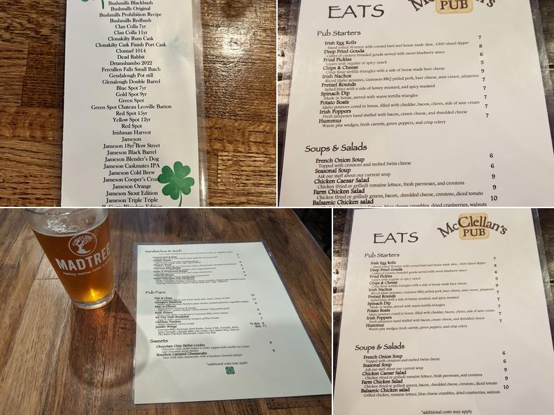McClellan's Pub Menu