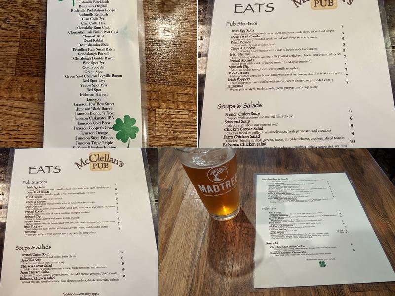McClellan's Pub Menu