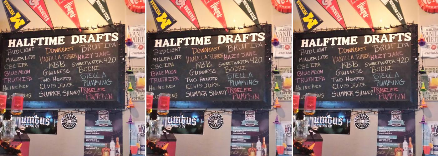 Halftime Tavern Menu