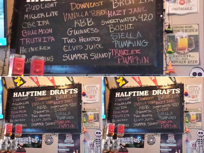 Halftime Tavern Menu