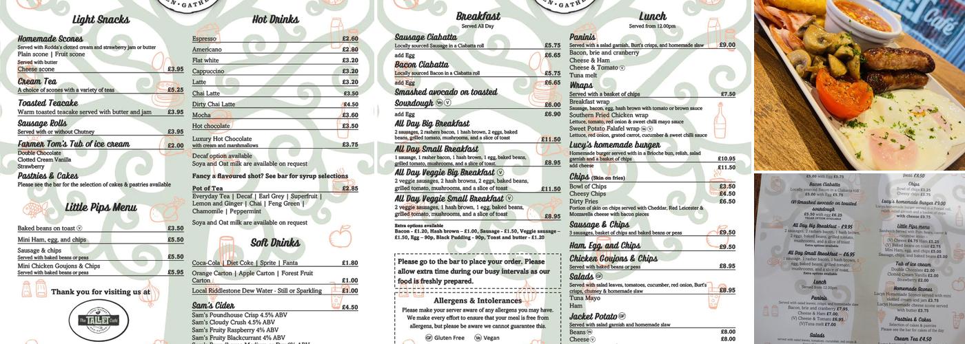 The Tallet Cafe Menu