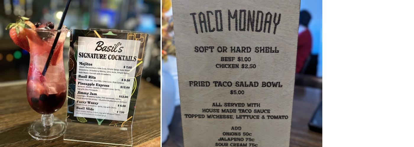 Basil's Lounge Menu