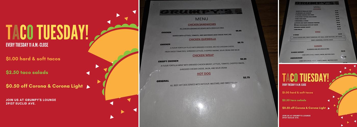 Grumpy's Lounge Menu