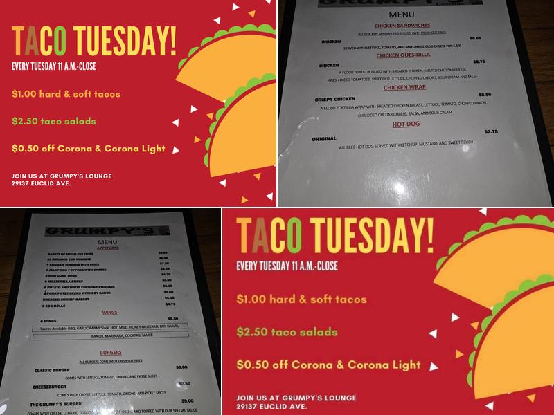 Grumpy's Lounge Menu