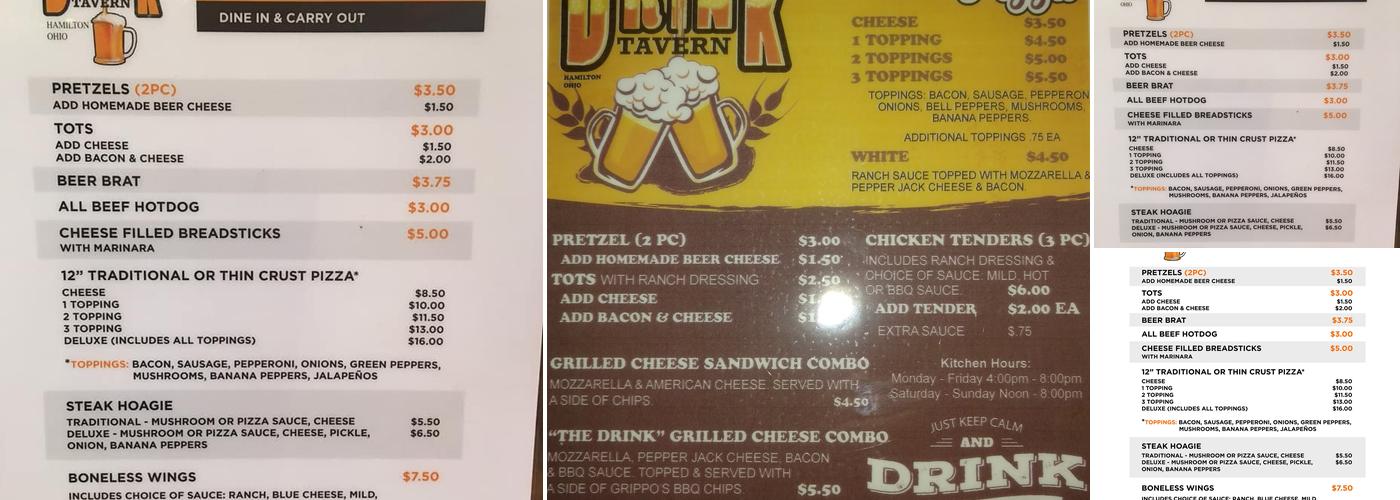 The Drink Tavern Menu