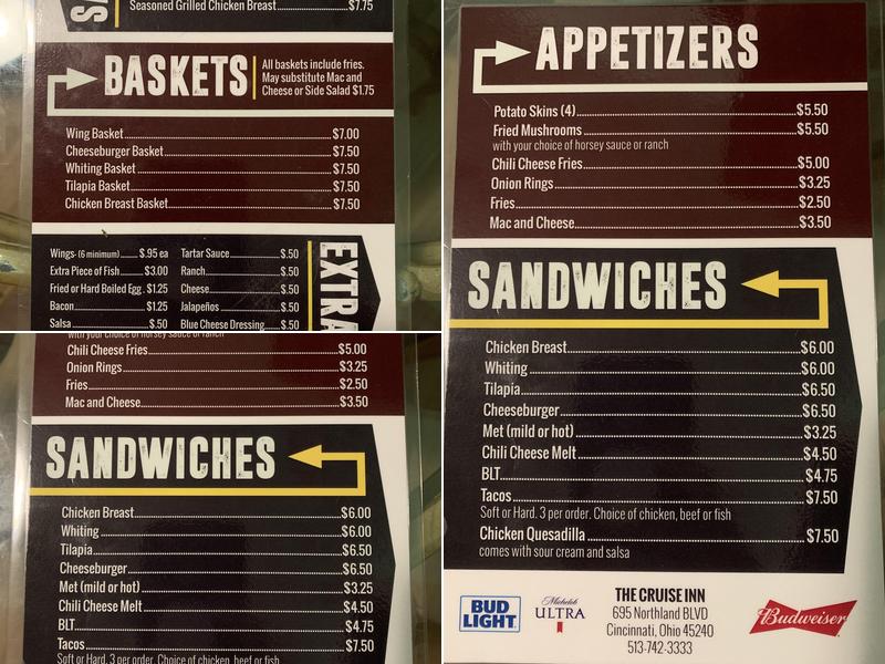 Cruise Inn Sports Bar & Grill Menu