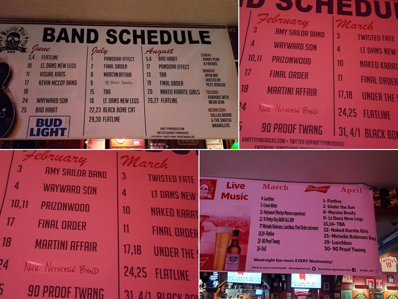 Knotty Pine Bar Menu