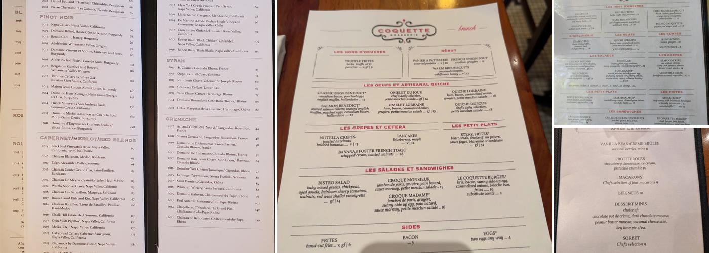Coquette Menu