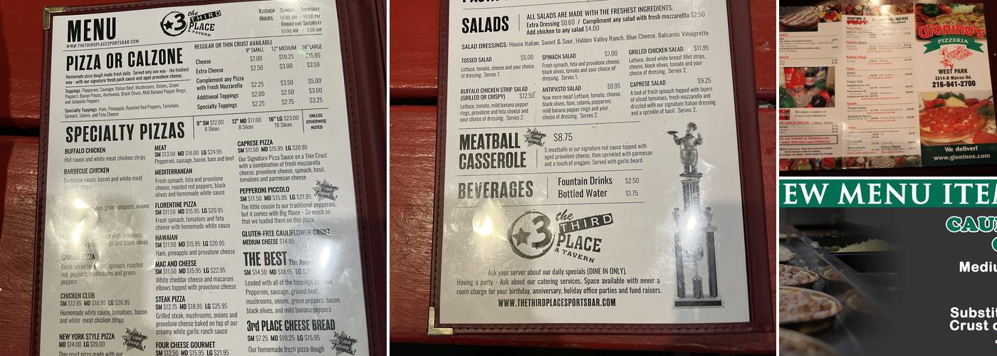 Third Place Menu