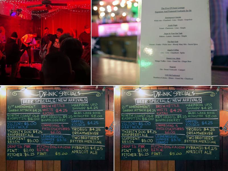 Five O'Clock Lounge Menu