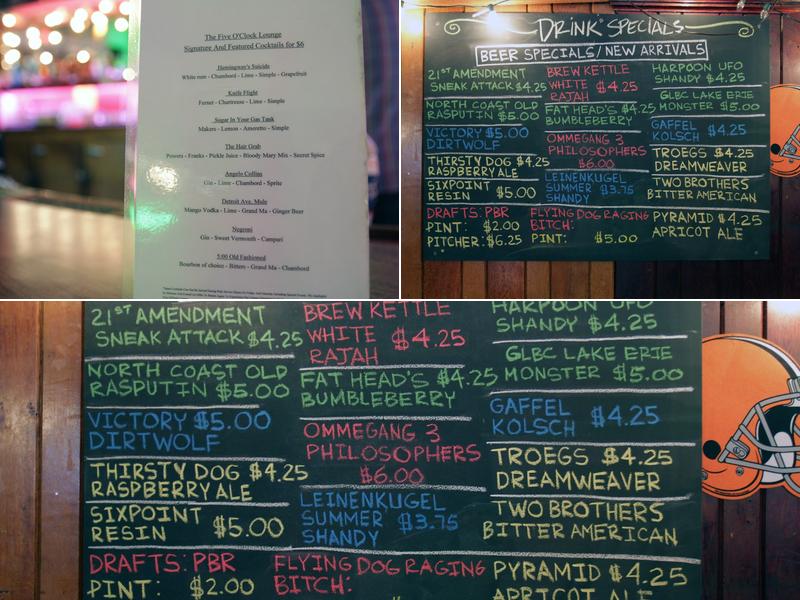 Five O'Clock Lounge Menu