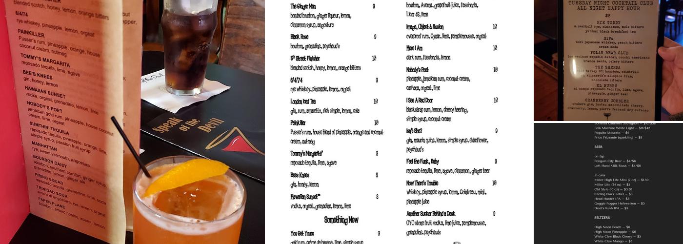 Speak of the Devil Menu