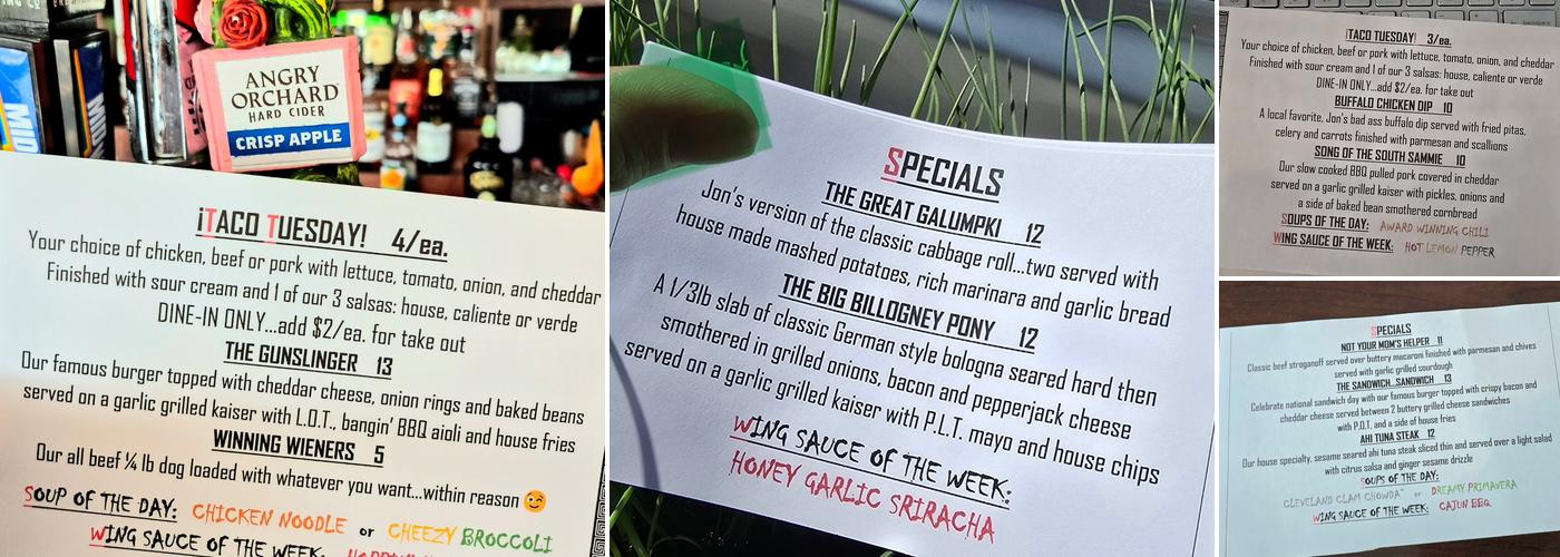 Rounders Lounge Menu