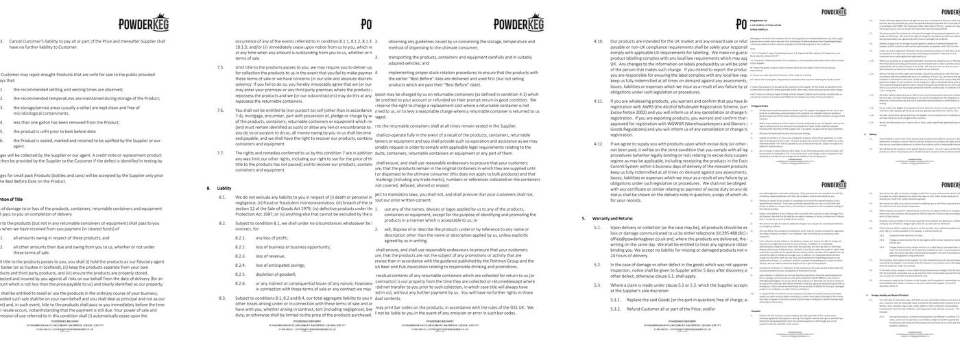 Powderkeg Brewery Menu