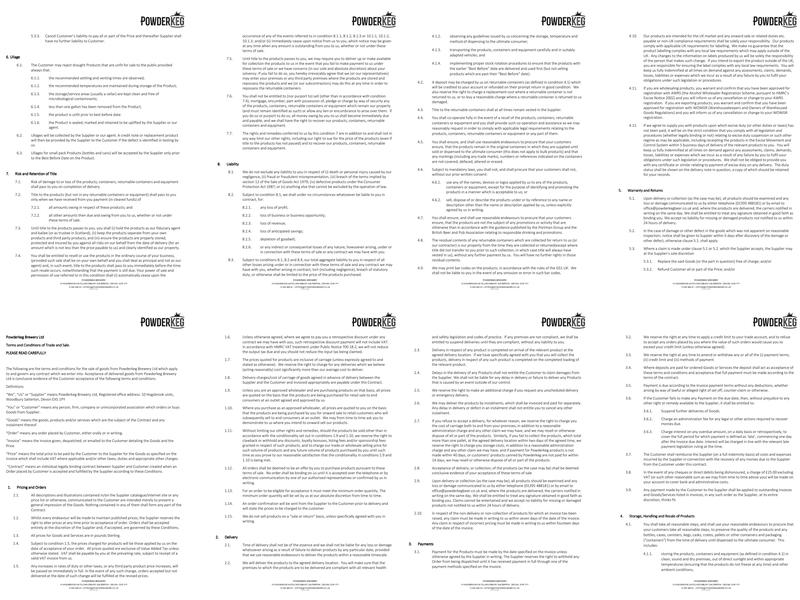 Powderkeg Brewery Menu