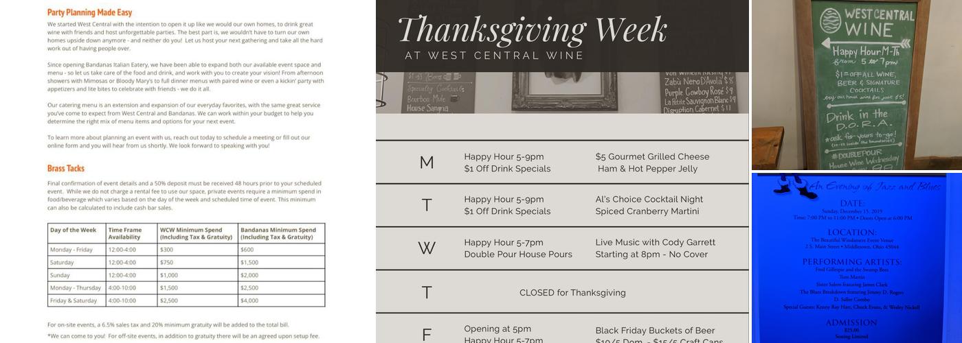 West Central Wine Menu