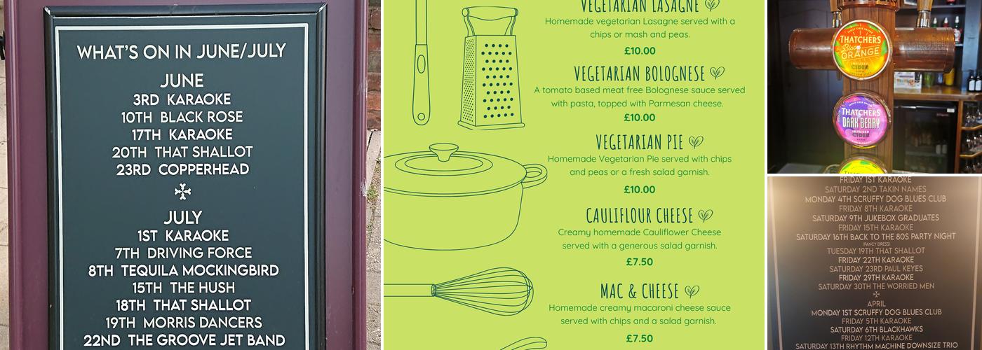 England's Glory Menu