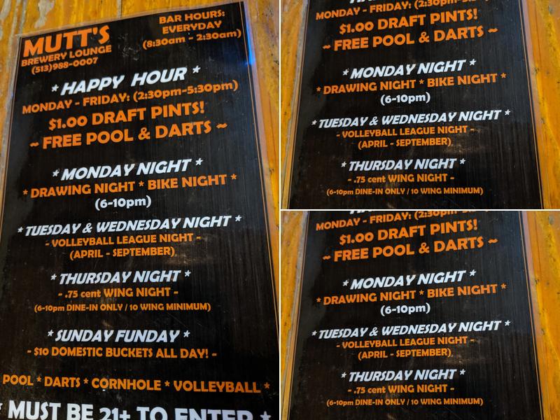 Mutts Brewery Lounge & Rest Menu