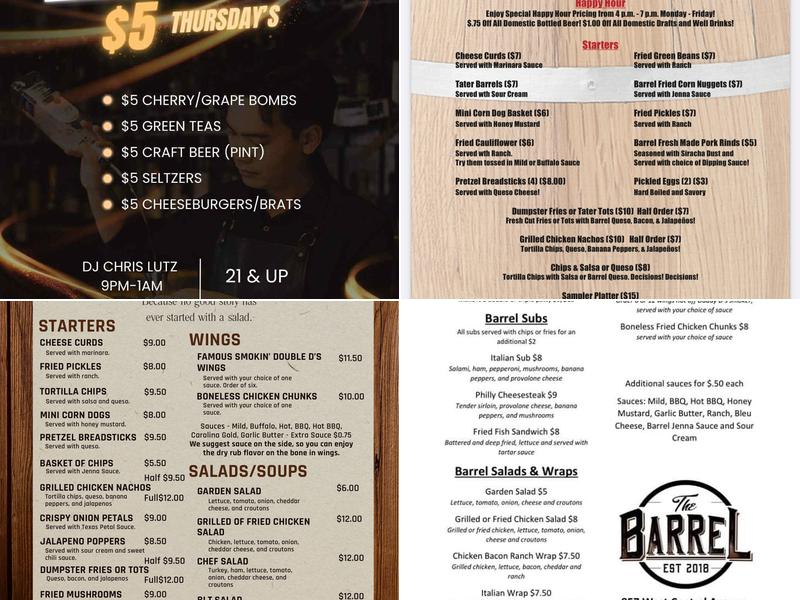 The Barrel Menu