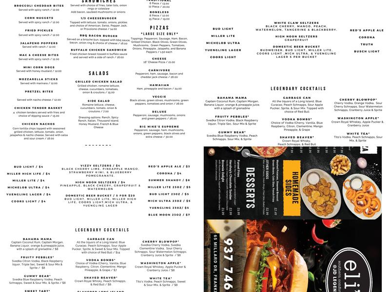 JD Legends Menu