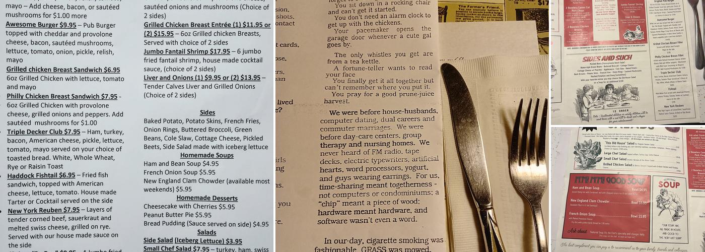 Yesterday's Pub Menu