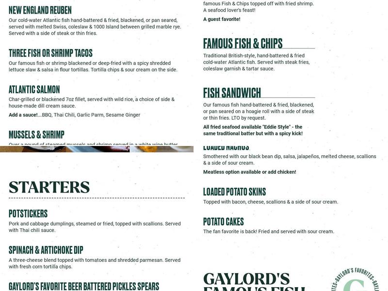 The Old Bag of Nails Pub - Newark Menu