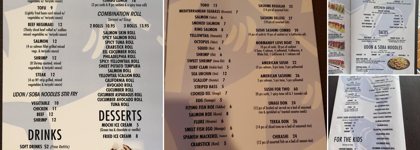 Blue Sushi Menu
