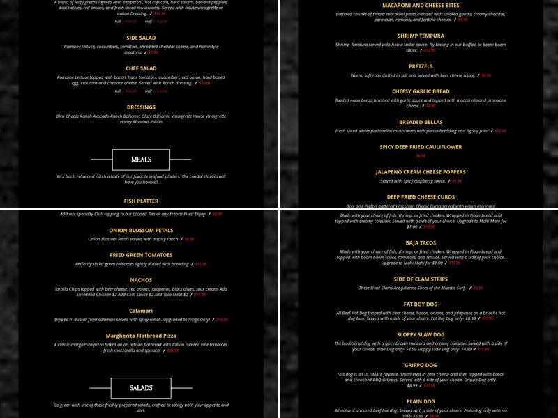 Wing Bar Menu