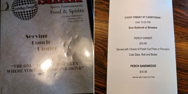 Caddy Shak Menu