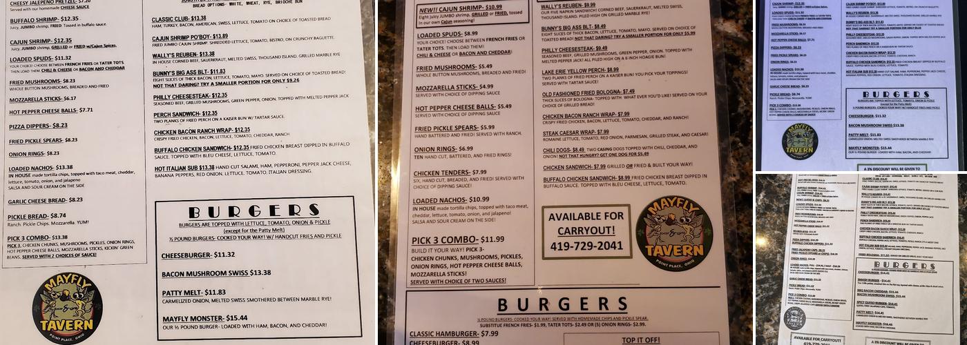 Mayfly Tavern Menu