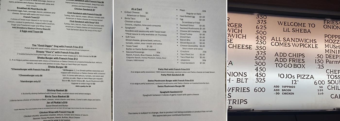 Lil Sheba Menu