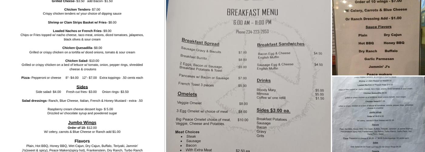Peace Pub Menu