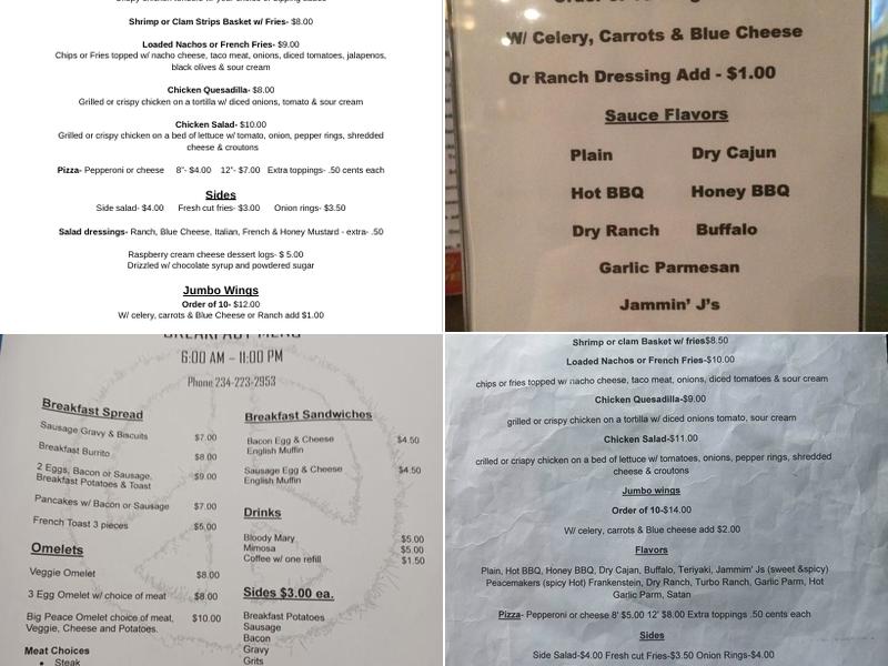 Peace Pub Menu