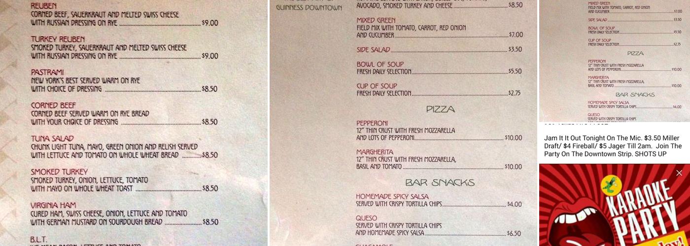 Shay McElroy's Irish Pub Menu