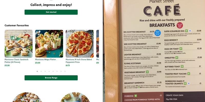 Morrisons Cafe Menu