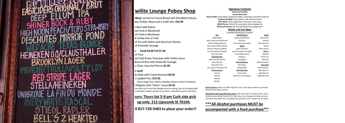 Twilite Lounge Menu