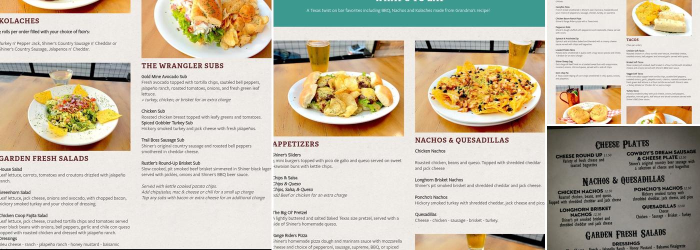 Shiner's Saloon Menu